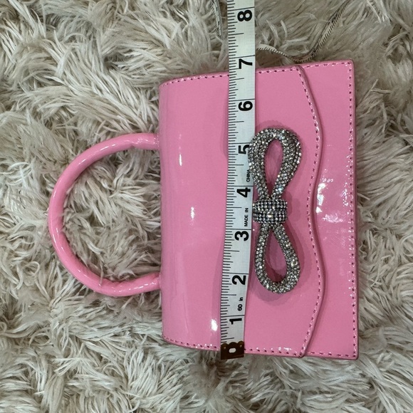 Pink Bow Barbiecore Accent Mini Handbag hot pink rhinestone bow crossbody - Picture 2 of 8